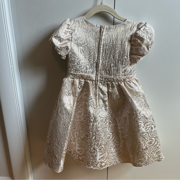 Rare Editions Toddler Girl Lurex Brocade Size 4T Dress with Bow - Picture 4 of 8